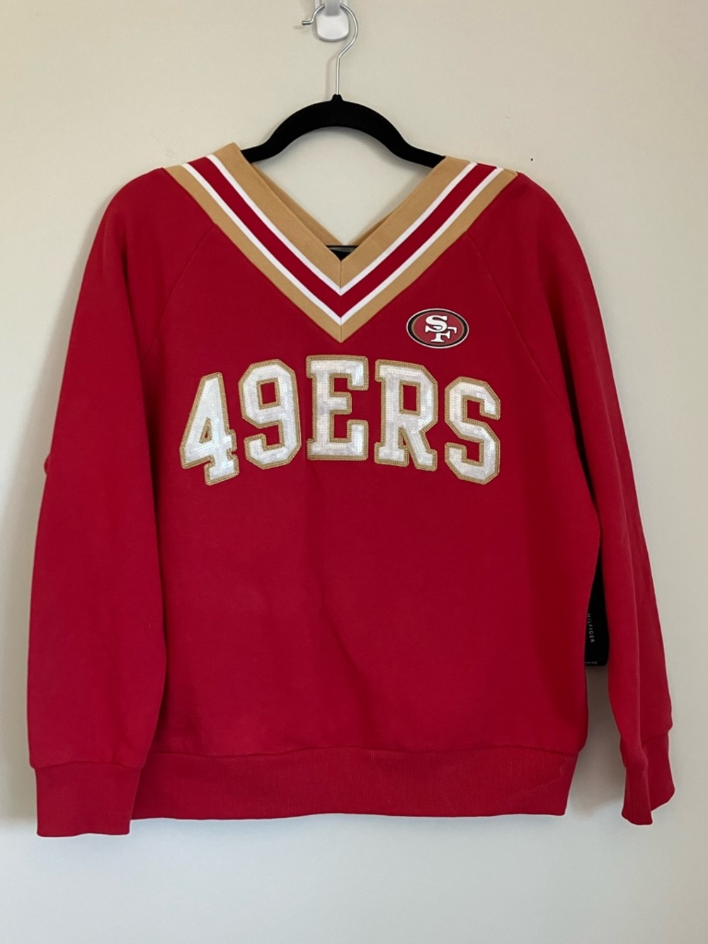 Tommy Hilfiger San Francisco 49ers Sweatshirt Sequin Numbers Official NFL Size M
